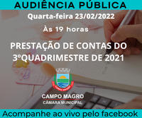 Audiência Pública para prestação de contas do 3.º Quadrimestre de 2021